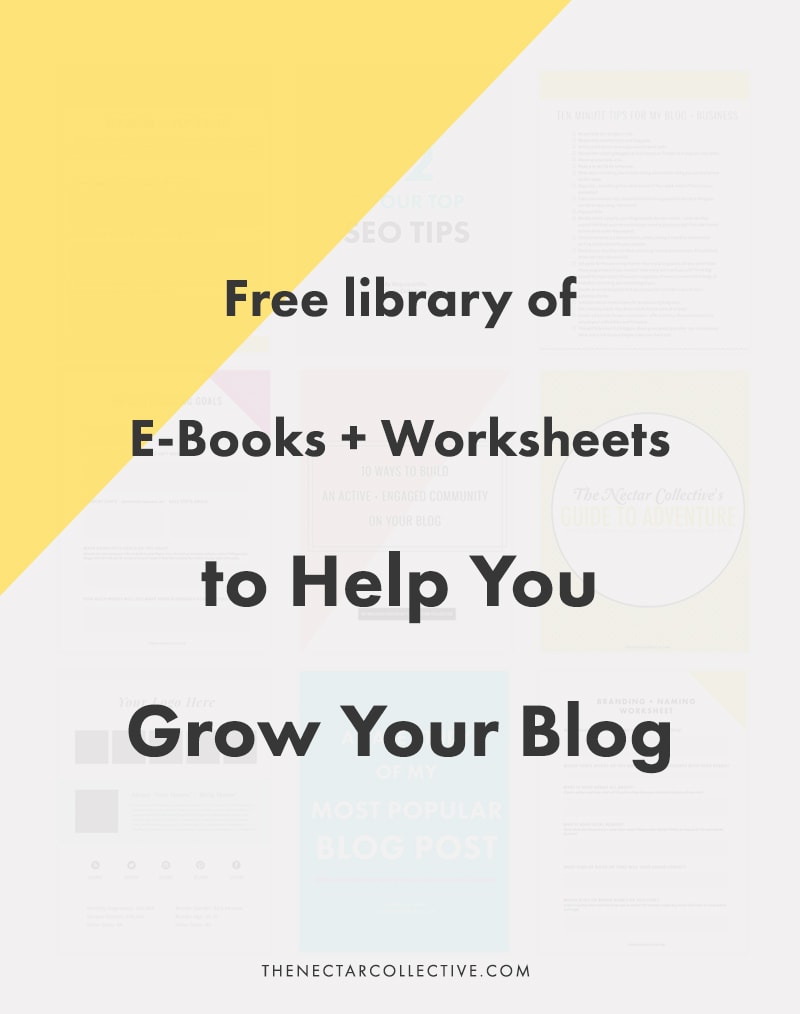 All of Our Free E-Books + Worksheets to Help You Grow Your Blog. | Want to grow your blog? We have an entire library of free ebooks and downloads to teach you what has helped us most. Click through to get 'em all for free.