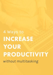 4 Ways to Increase Your Productivity Without Multitasking. Did you know multitasking could be hurting your productivity by 40%?! These tips will set you back on the right track and help you form better, more productive habits.